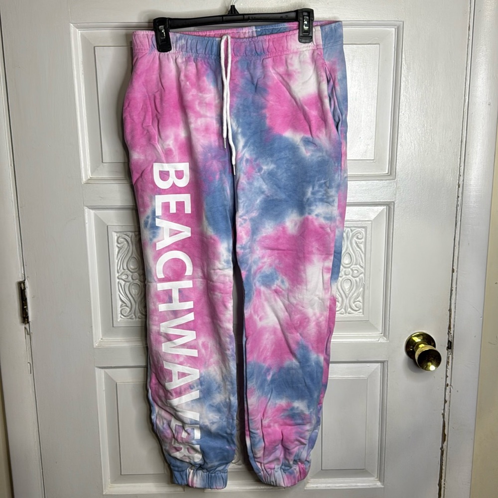 THE BEACHWAVER CO. Tie Dye Logo Sweat Pants Size Large